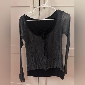 🩶🖤 Gray& Black long sleeve blouse